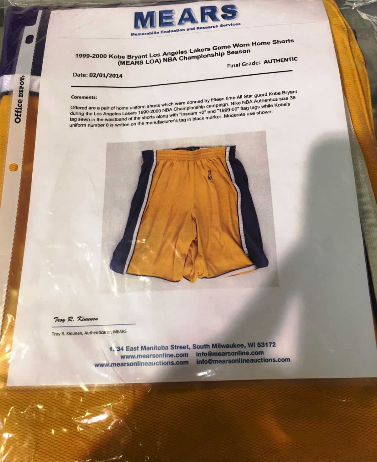 Kobe Bryant Game worn Lakers Shorts Authentic Authenticated - Ace Rare  Collectibles